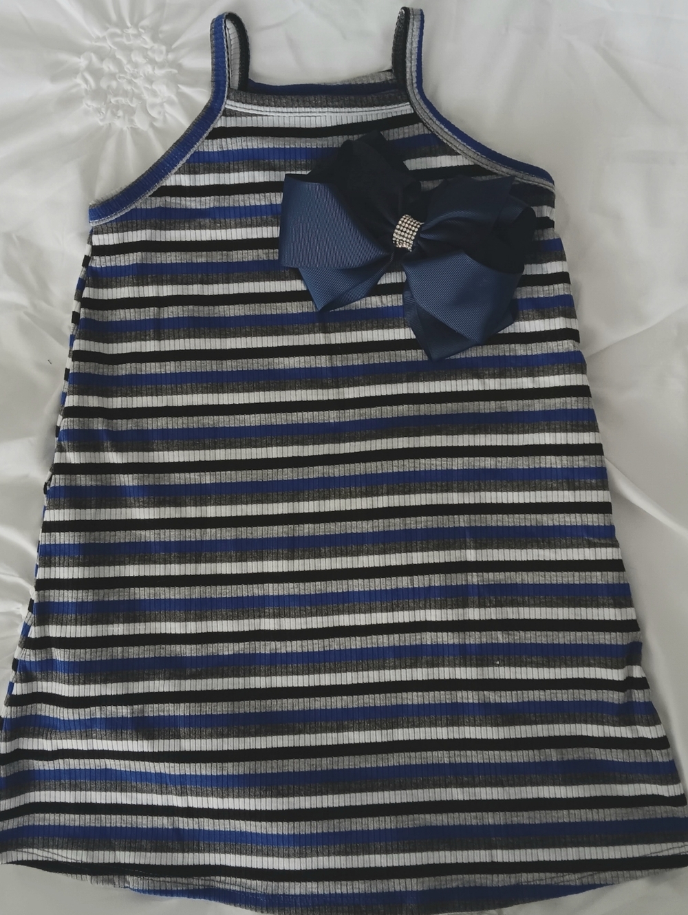 Girls Striped Tank Dress with Pockets